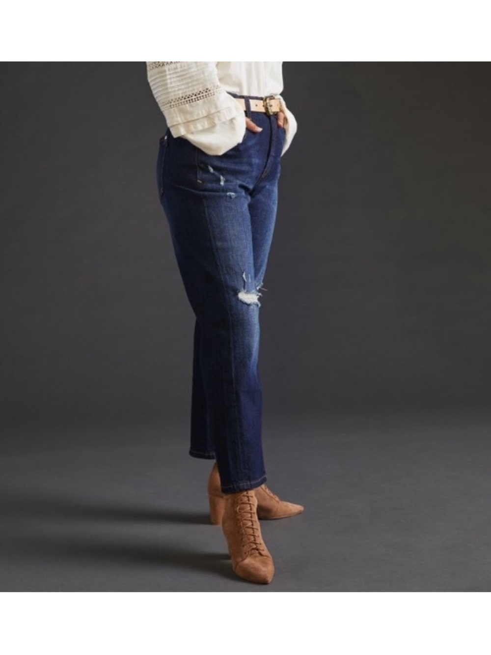 Anthropologie Pilcro the borrowed boyfriend dark wash distressed jeans
